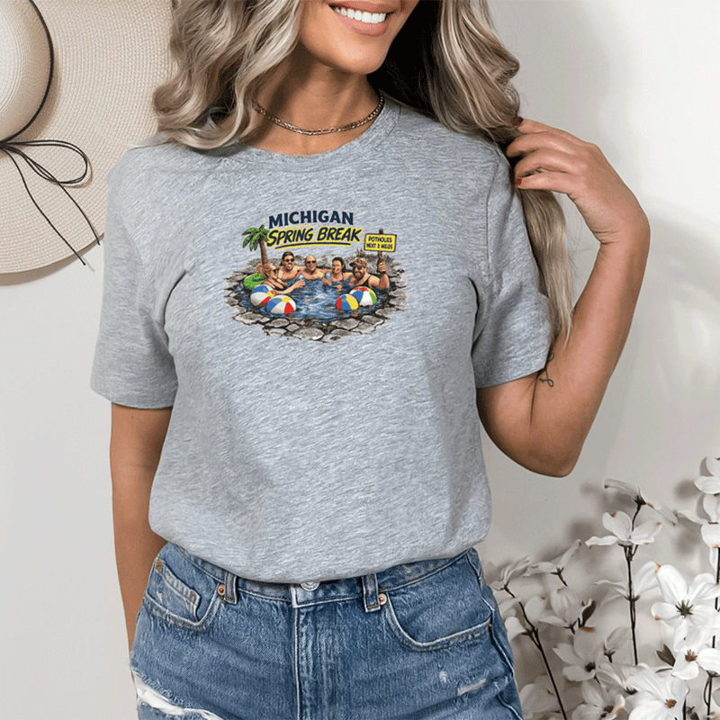 "Michigan Pothole Spring Break"Relaxed Fit Crew Unisex T-Shirt