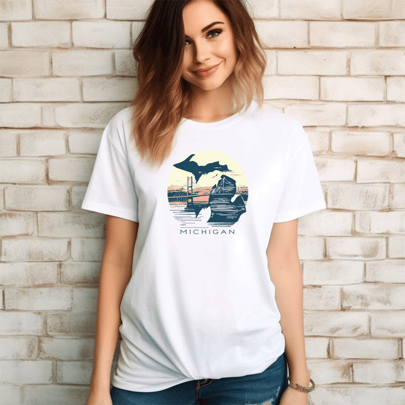 "Mackinac Sunset"Relaxed Fit Crew Unisex T-Shirt