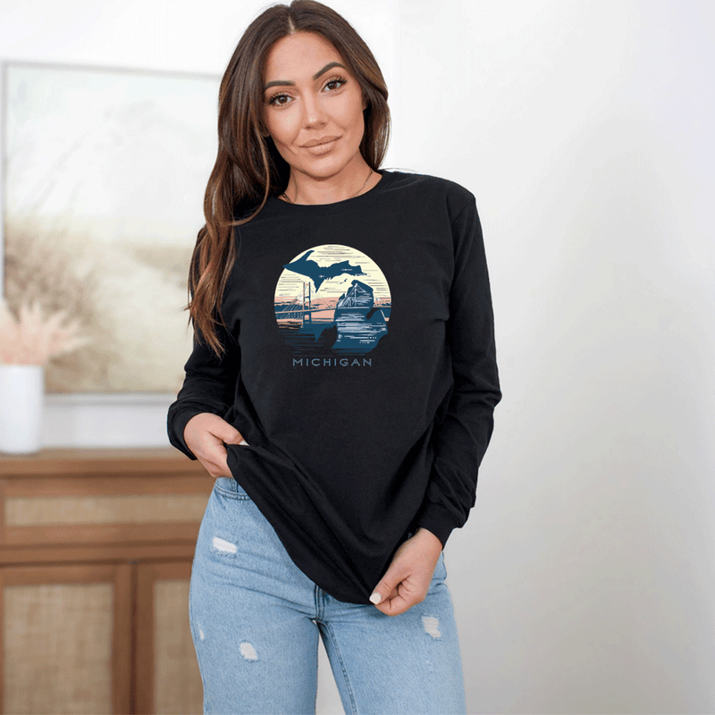 "Mackinac Sunset"Relaxed Fit Long Sleeve Unisex T-Shirt