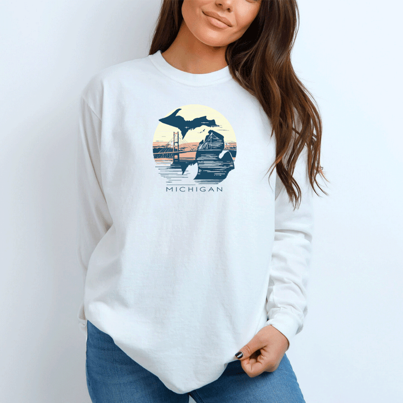 "Mackinac Sunset"Relaxed Fit Long Sleeve Unisex T-Shirt
