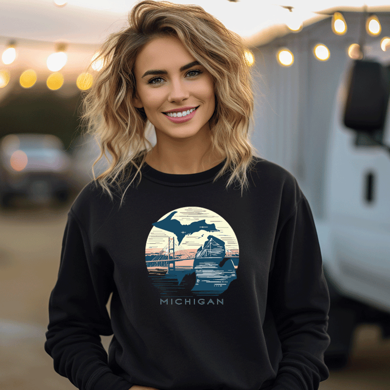 "Mackinac Sunset"Relaxed Fit Classic Crew Unisex Sweatshirt