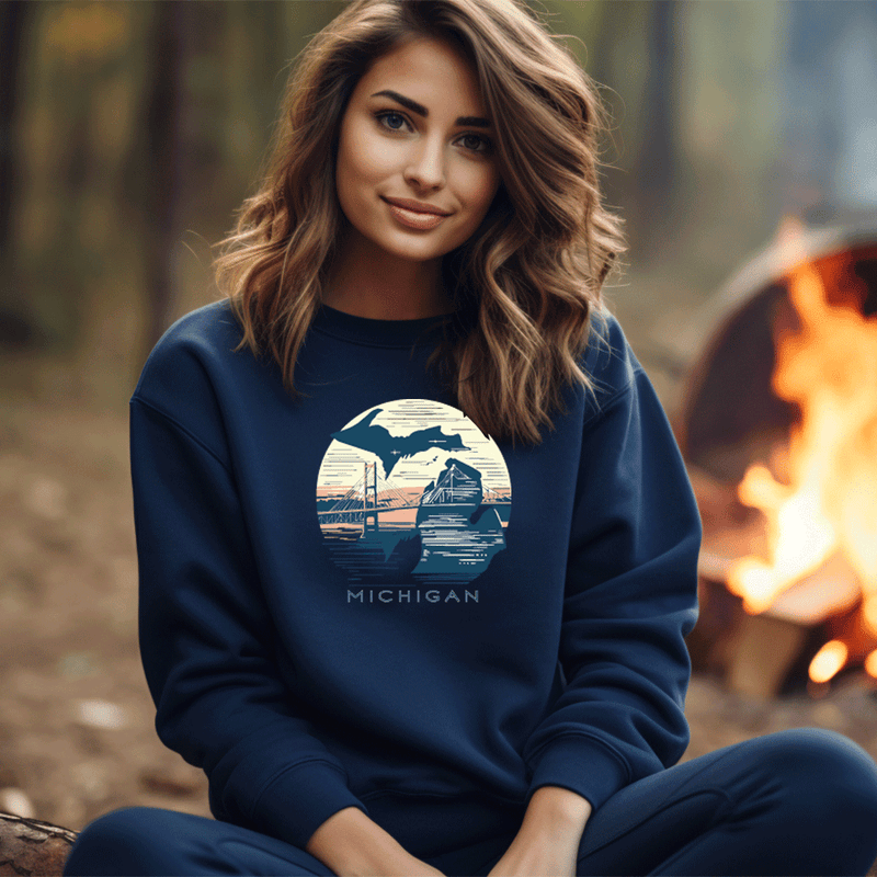 "Mackinac Sunset"Relaxed Fit Classic Crew Unisex Sweatshirt