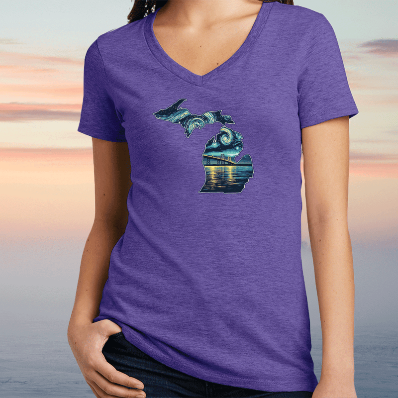 "Michigan Starry Night"Women's V-Neck