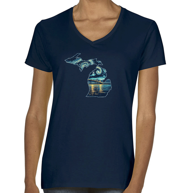"Michigan Starry Night"Women's V-Neck