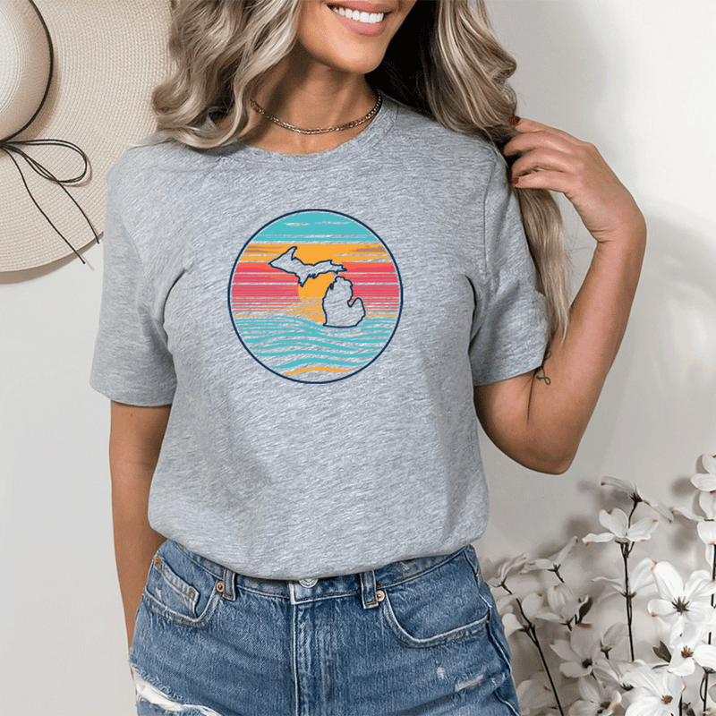 "Sunrise Over Michigan"Relaxed Fit Crew Unisex T-Shirt