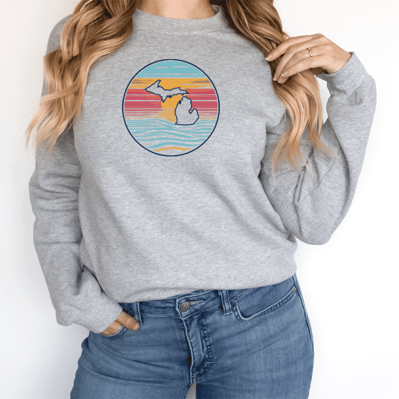"Sunrise Over Michigan"Relaxed Fit Long Sleeve Unisex T-Shirt