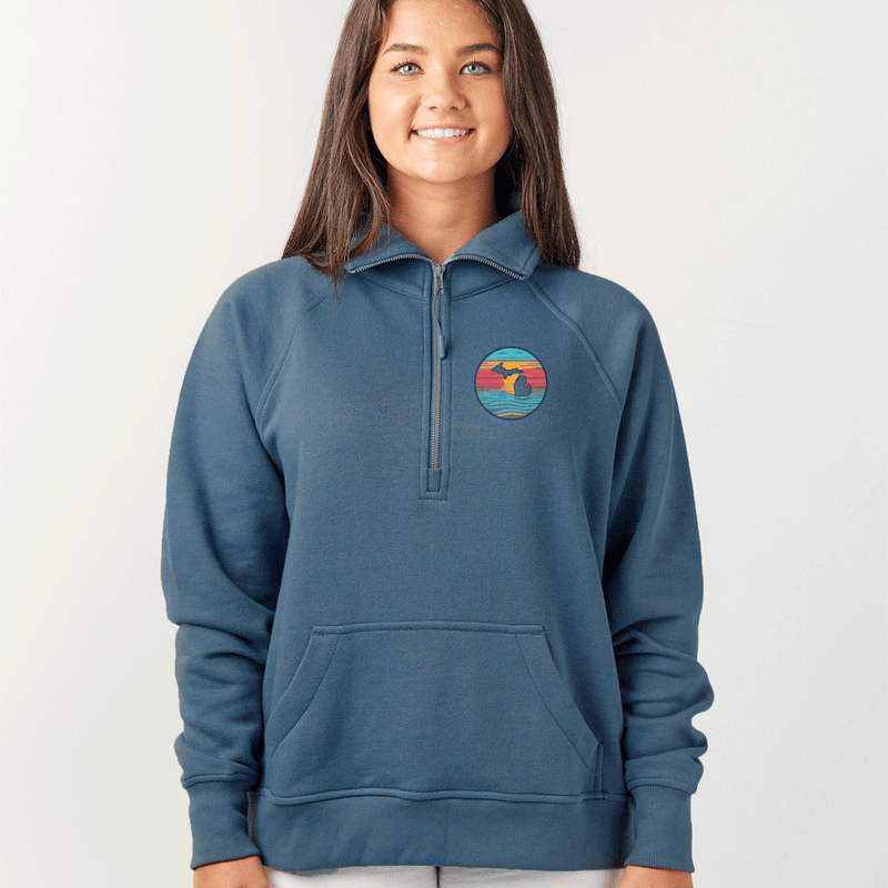 "Sunrise Over Michigan"Ladies Boxy 1/2 Zip Fleece