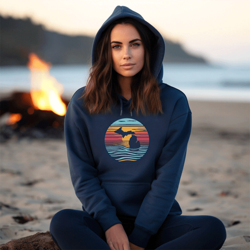 "Sunrise Over Michigan"Relaxed Fit Classic Unisex Hoodie