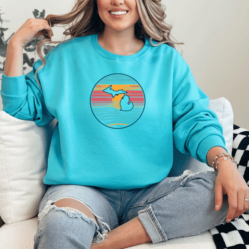 "Sunrise Over Michigan"Relaxed Fit Classic Crew Unisex Sweatshirt