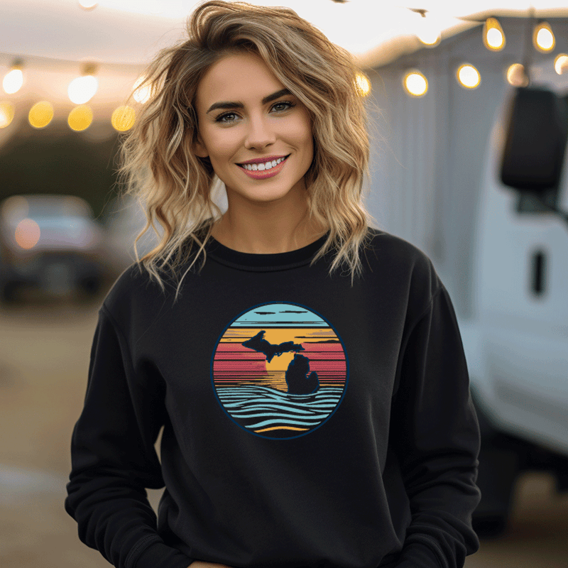 "Sunrise Over Michigan"Relaxed Fit Classic Crew Unisex Sweatshirt