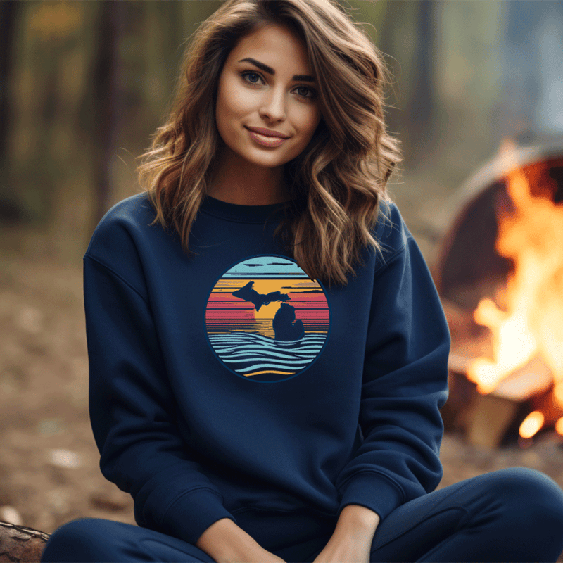 "Sunrise Over Michigan"Relaxed Fit Classic Crew Unisex Sweatshirt