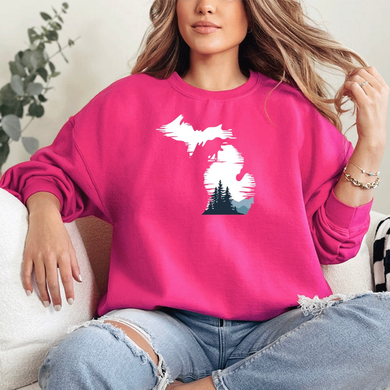 "Michigan Vista"Relaxed Fit Classic Crew Unisex Sweatshirt