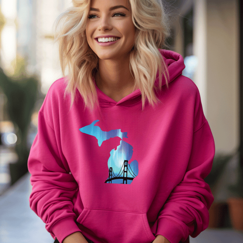 "Bridge Northern Lights"Relaxed Fit Classic Unisex Hoodie