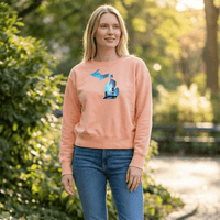 "Bridge Northern Lights"Women's Garment Dyed Fleece Crew