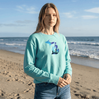 "Bridge Northern Lights"Women's Garment Dyed Fleece Crew