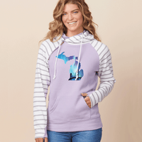 "Bridge Northern Lights"Women's Striped Double Hood Pullover