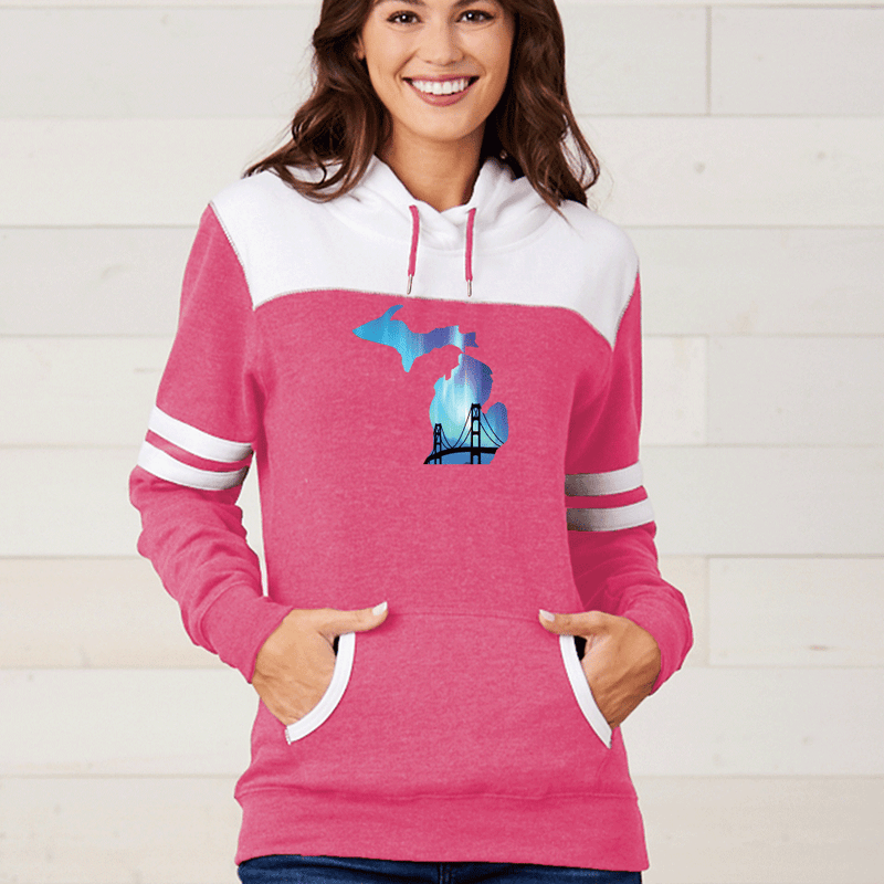 "Bridge Northern Lights"Ladies Varsity Fleece Pullover Hood