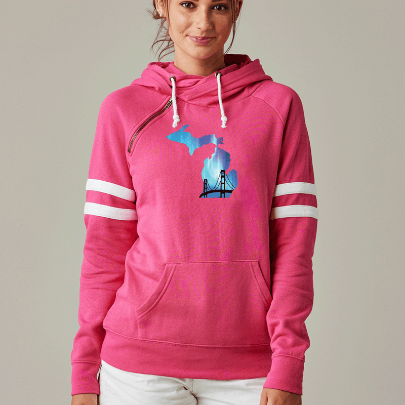 "Bridge Northern Lights"Women's Striped Double Hood Varsity Pullover