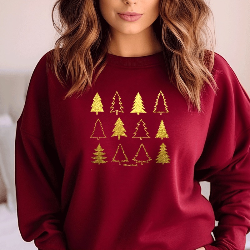 "Gold Metallic Oh Christmas Tree"Relaxed Fit Classic Crew Unisex Sweatshirt