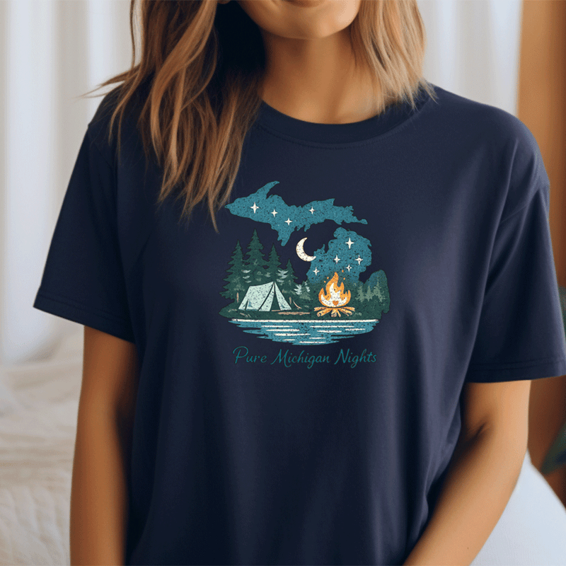 "Pure Michigan Nights"Relaxed Fit Crew Unisex T-Shirt