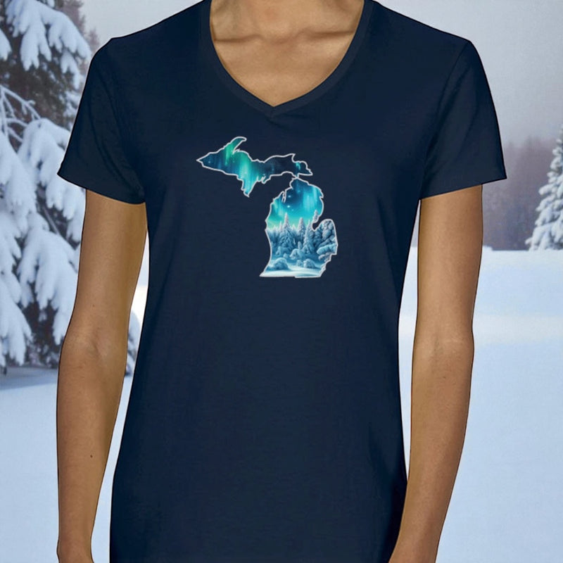 "Winter Michigan Vista"Women's V-Neck