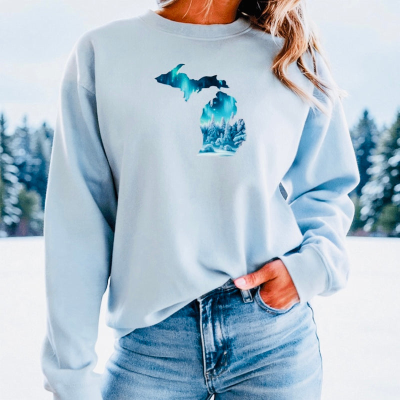 "Winter Michigan Vista"Relaxed Fit Classic Crew Unisex Sweatshirt