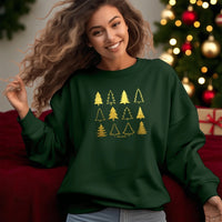 "Gold Metallic Oh Christmas Tree"Relaxed Fit Classic Crew Unisex Sweatshirt
