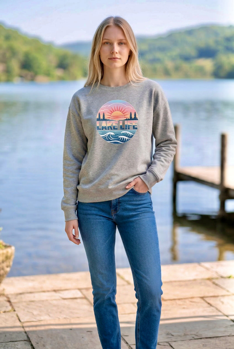 "Lake Life"Relaxed Fit Classic Crew Unisex Sweatshirt