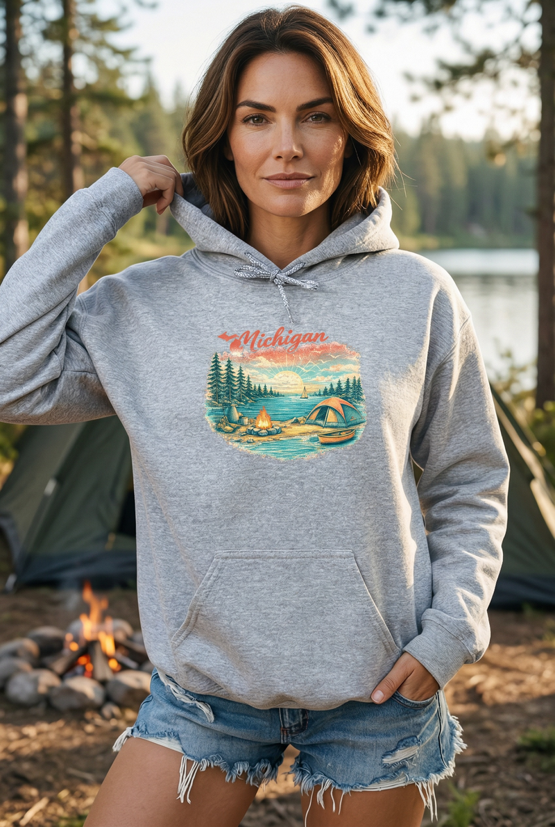 "Camp Michigan"Relaxed Fit Classic Unisex Hoodie