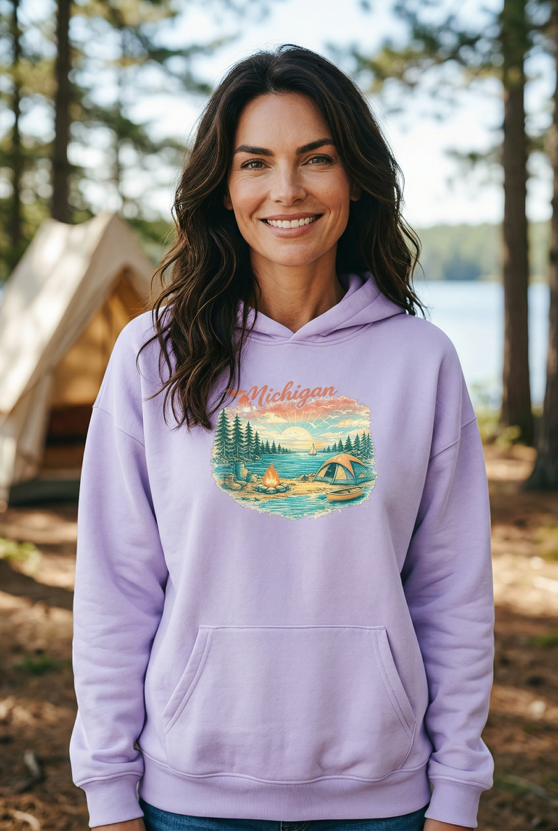 "Camp Michigan"Relaxed Fit Classic Unisex Hoodie
