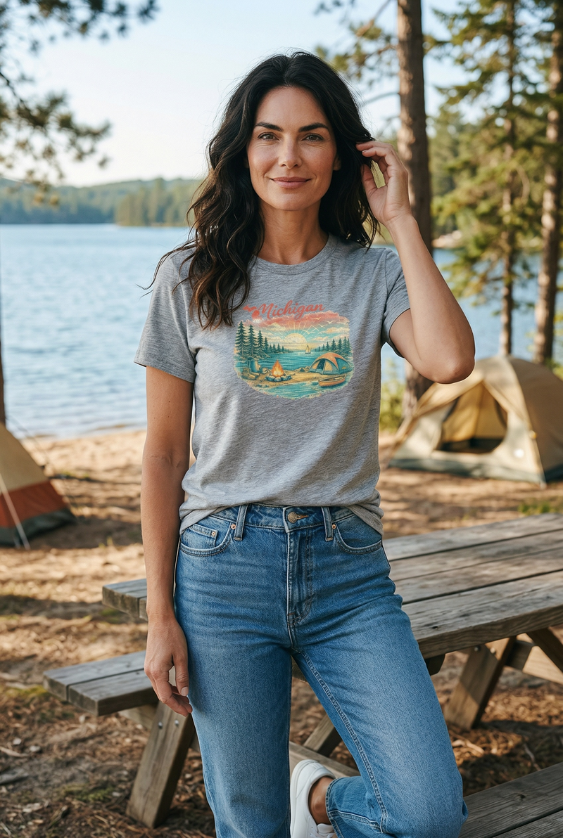 "Camp Michigan"Relaxed Fit Crew Unisex T-Shirt