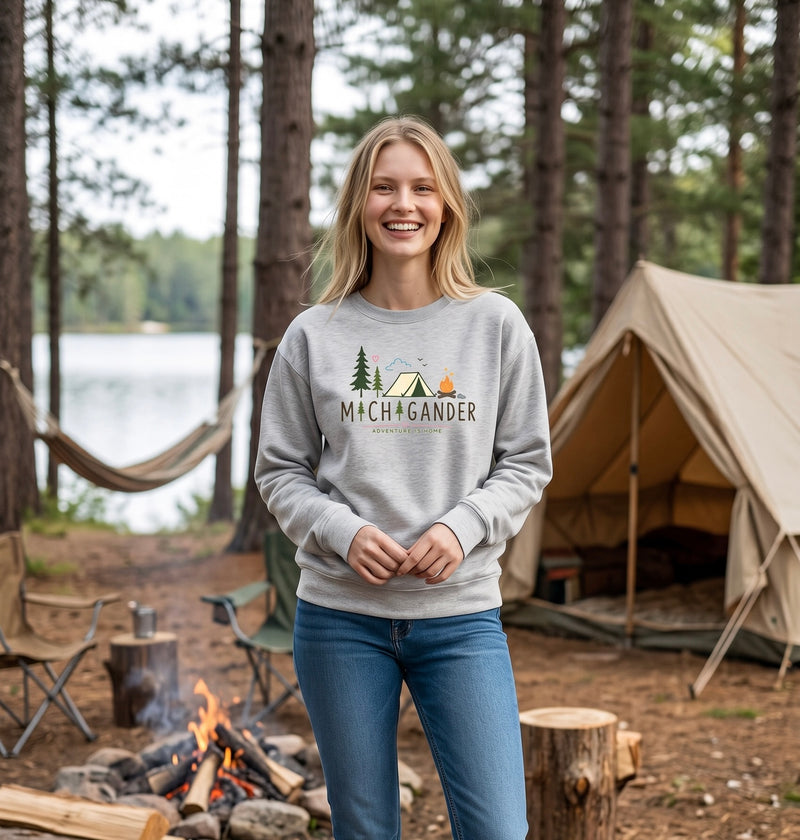 "Camp Michigander"Relaxed Fit Classic Crew Unisex Sweatshirt