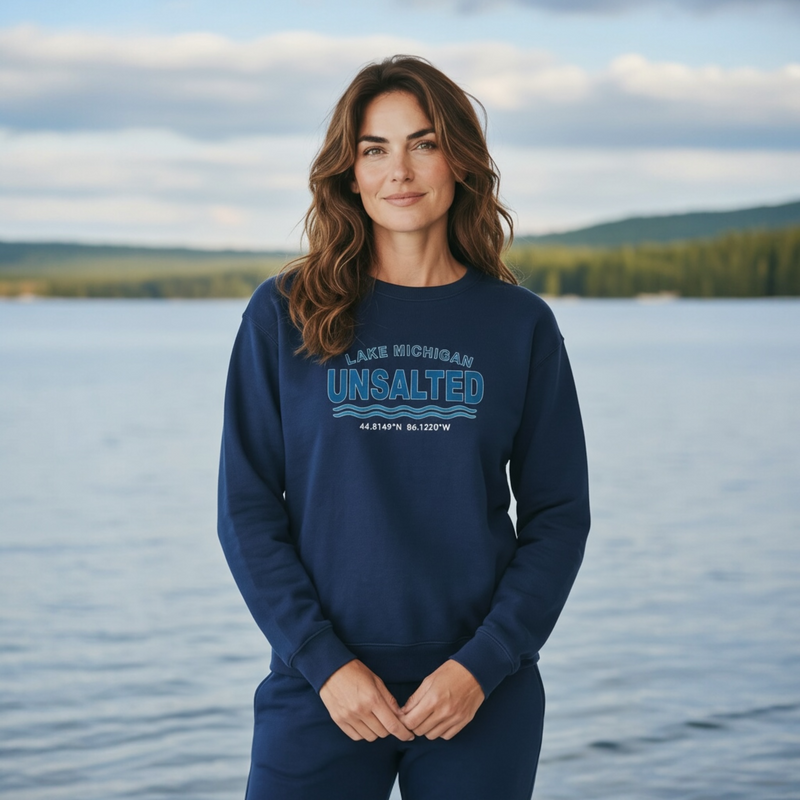 "Lake Michigan Unsalted"Relaxed Fit Classic Crew Unisex Sweatshirt