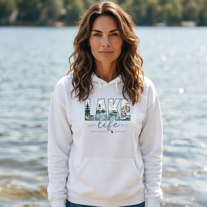 "Lake Life Unsalted"Relaxed Fit Classic Unisex Hoodie