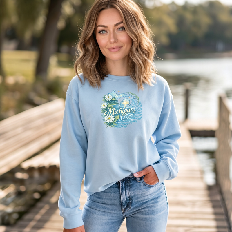"Michigan In Bloom"Relaxed Fit Classic Crew Unisex Sweatshirt