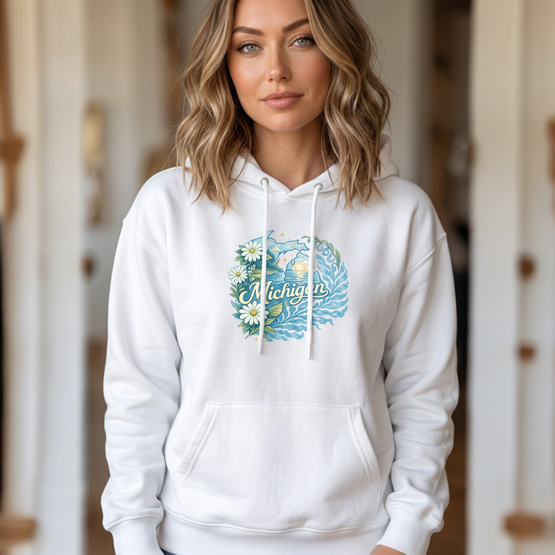 "Michigan In Bloom"Relaxed Fit Classic Unisex Hoodie