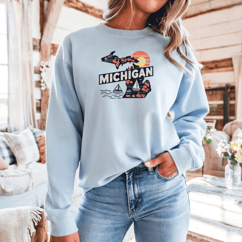"Michigan Summer"Relaxed Fit Classic Crew Unisex Sweatshirt