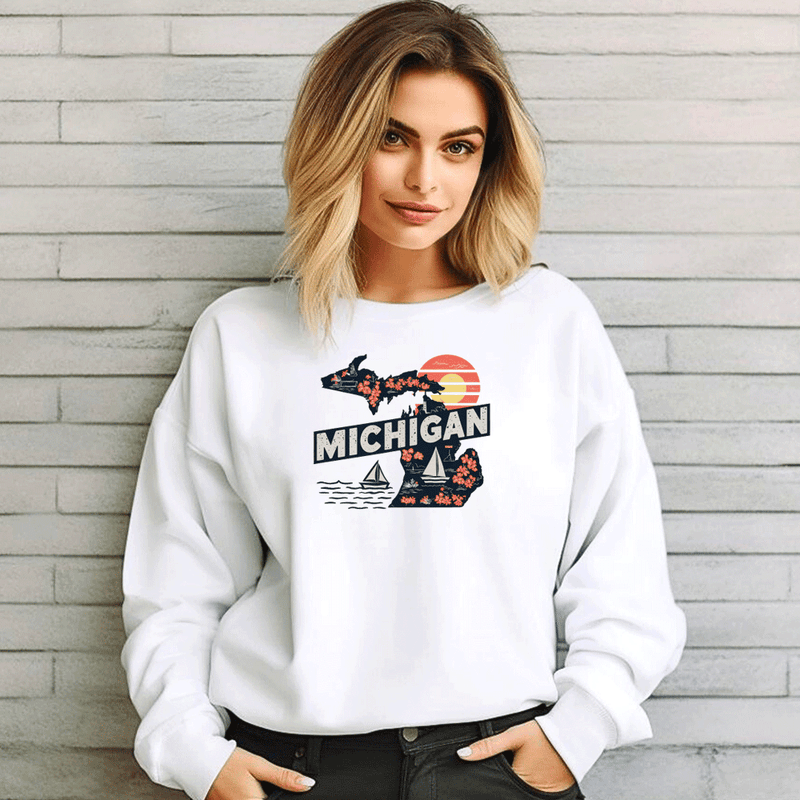"Michigan Summer"Relaxed Fit Classic Crew Unisex Sweatshirt