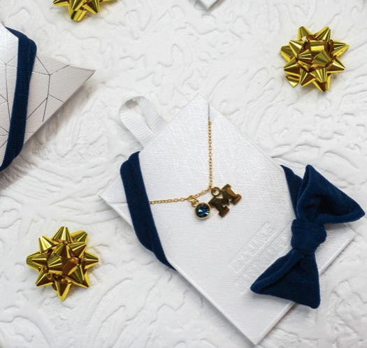 Michigan Block M Gold Plated Charm Necklace