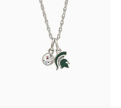 Michigan State Spartan Crystal Necklace