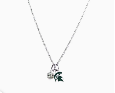 Michigan State Spartan Crystal Necklace