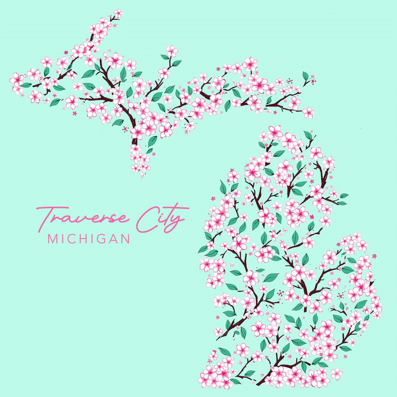 "Traverse City Cherry Blossom"Women's V-Neck