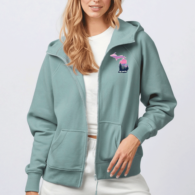 "MI Up North"Women's Relaxed Full Zip Hoodie