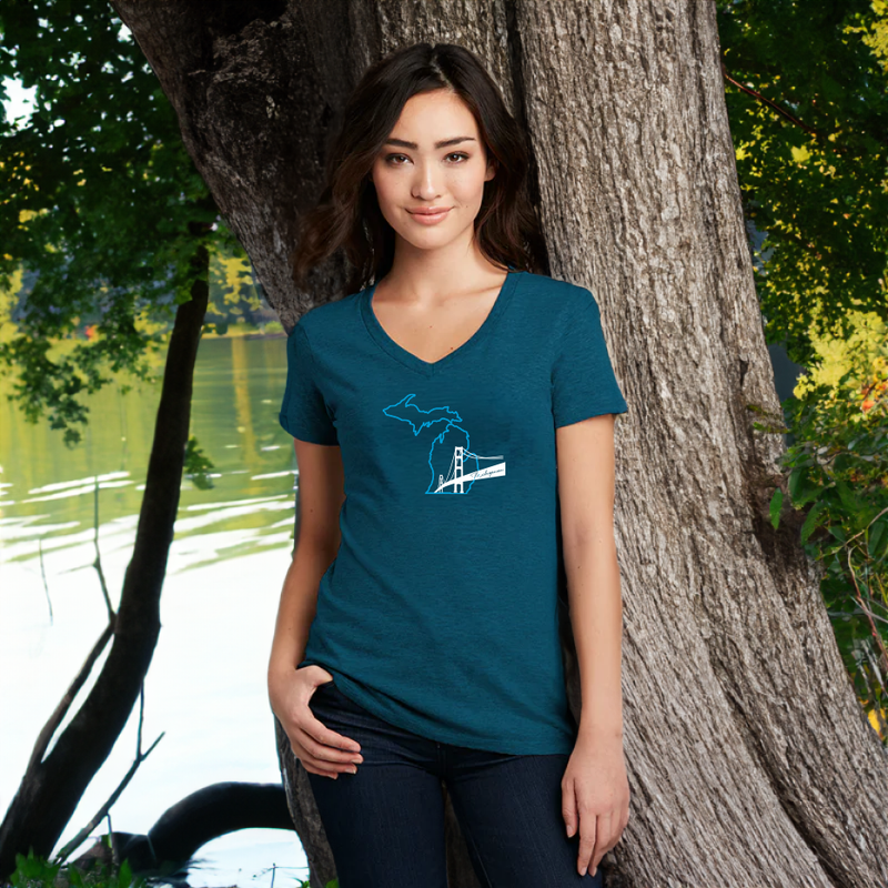 "NEW Michiganian Bridge"Women's V-Neck