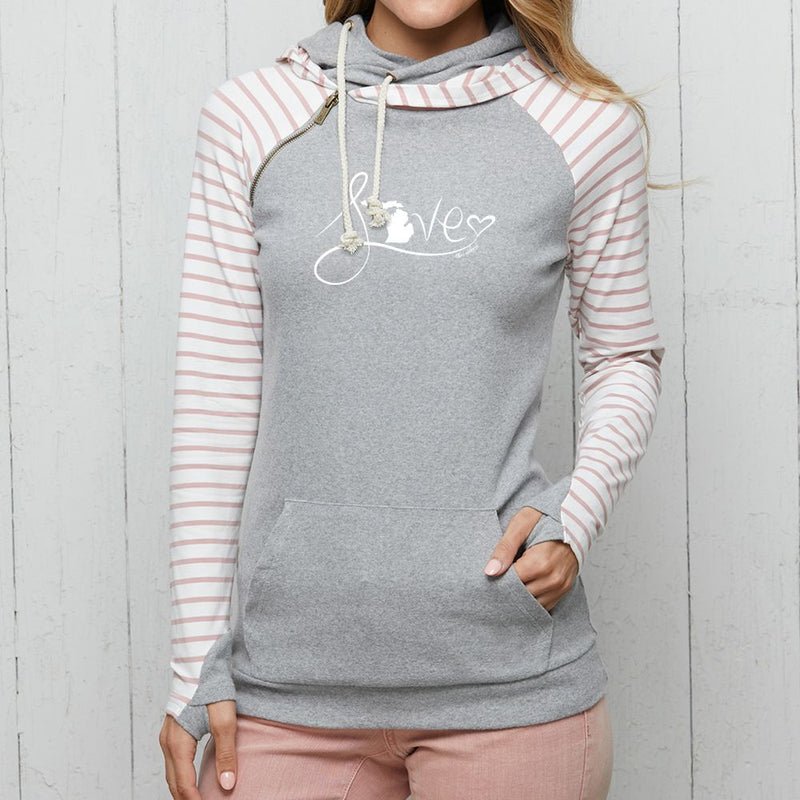 HOLIDAY SALE "Michigan Love #9"Women's Striped Double Hood Pullover