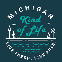 "Michigan Kind Of Life"Relaxed Fit Stonewashed Crew Sweatshirt