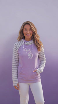 "Michigan Cherry Blossom"Women's Striped Double Hood Pullover
