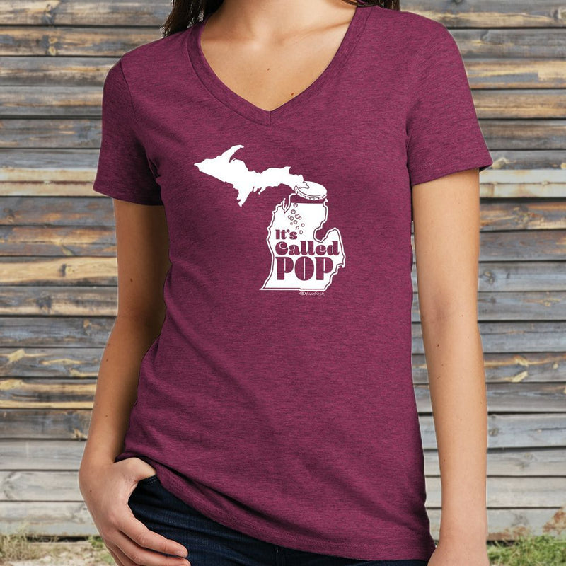 "Michigan Pop Bottle"Women's V-Neck