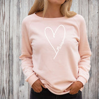 "Made With Love"Women's Ultra Soft Wave Wash Crew Sweatshirt