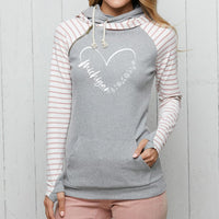 "Fall In Love With Michigan"Women's Striped Double Hood Pullover
